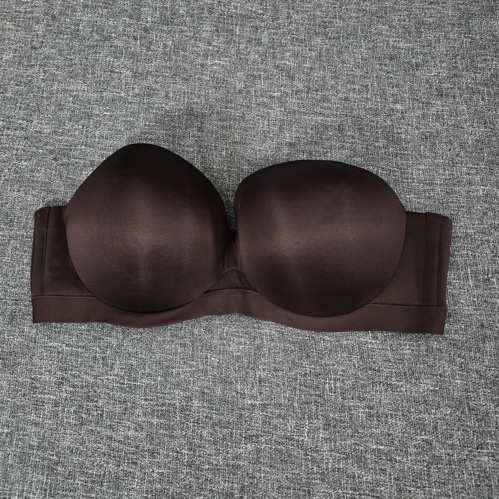 Cacique Comfort Bliss Strapless Women Bra 46D Brown Underwired Lightly Lined